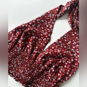 Maroon and White Floral Crop Halter